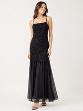 ASOS DESIGN Brown ForTextured Fringe Maxi Dress US 10 Strappy Evening Formal