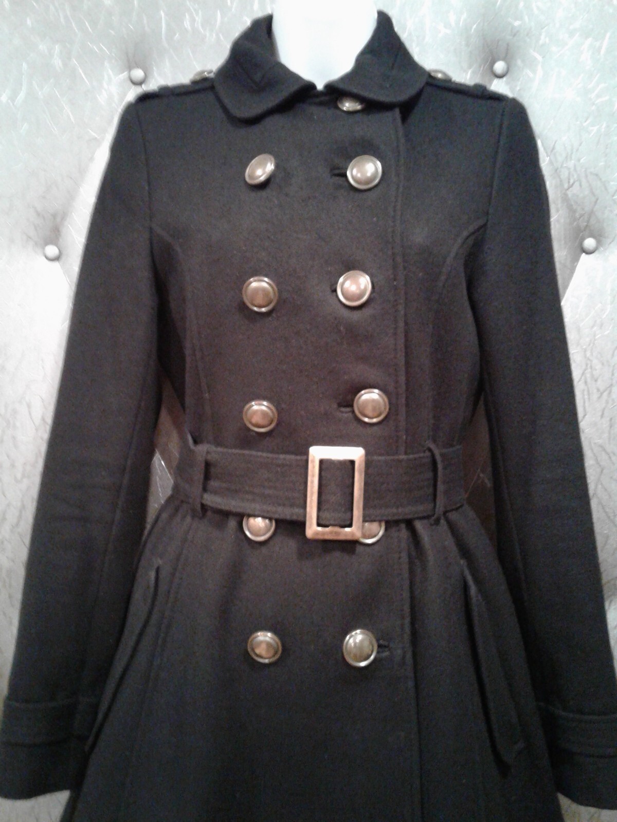 DIVIDED DOUBLE BUTTON BLACK WOOL COAT JACKET WOME… - image 2