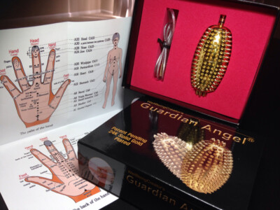 Guardian Angel Hand Accupressure Acupuncture Device 24k Gold Plate Healing