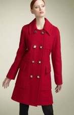 Marc By Marc Jacobs Red Wool Blend Double Breasted Coat Size L