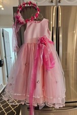 Pink Formal Dress Toddler size 4 tulle and matching Flower Hair wreath Free ship