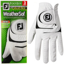 Image of FOOTJOY WEATHERSOF MENS ALL WEATHER GOLF GLOVES / WHITE ALL SIZES / 3 GLOVE PACK