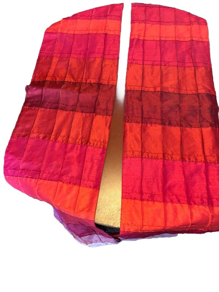 Two Pier 1 Imports Table Runners Maroon Pink Red, Orange Striped 14X72