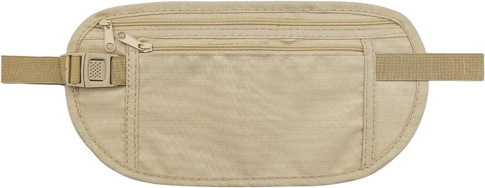 FuninCrea Money Belt, Nylon Fanny Pack Hidden Belt Bag with RFID khaki