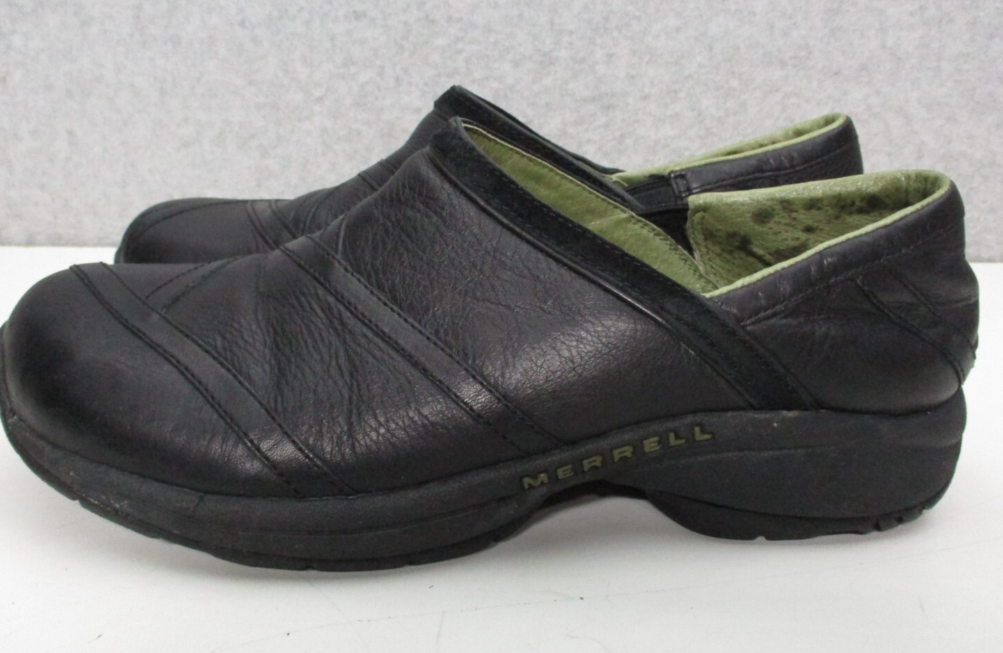 Zoccoli scarpe Merrell Primo Patch casual slip on pelle nera donna taglia 11
