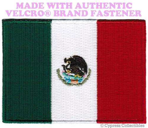 MEXICO NATIONAL FLAG PATCH MEXICAN EMBROIDERED PARCHE w/ VELCRO® Brand Fastener