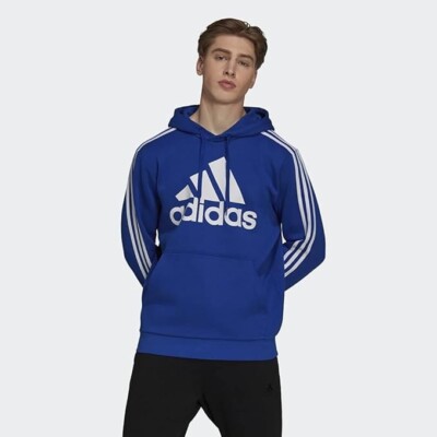 Adidas 3-stripes Hoodie Men's 4XL Royal Blue/White Pullover