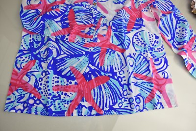 Haut Elsa Lilly Pulitzer - Imprimé 'She She Shells' Blanc, Rose, Bleu - Taille S Small - Neuf Avec étiquettes