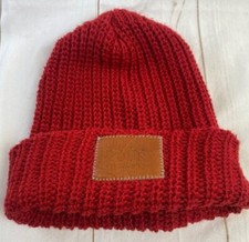 Love Your Melon Red Acrylic Knit Beanie Hat Adult One Size