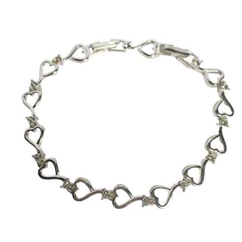 Vintage Avon Silver Tone Heart Shaped Link Bracel… - image 1