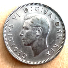 1948 UK Great Britain British 2 Shillings Crowned Rose Coin VF+
