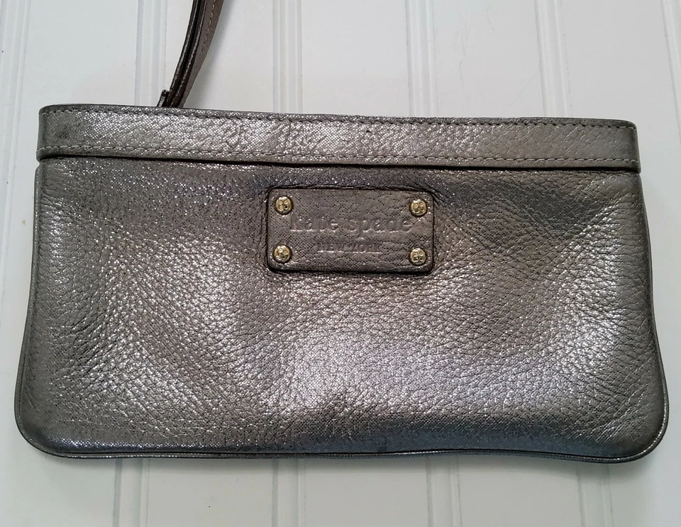 Kate Spade Нью-Йорк металлический серебряный кошелек с ремешком мешок застежки - Изображение 2 из 4