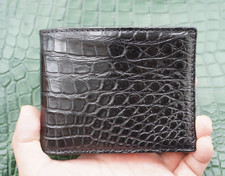 Black Genuine Crocodile Belly Leather Skin MEN'S BIFOLD Wallet C30
