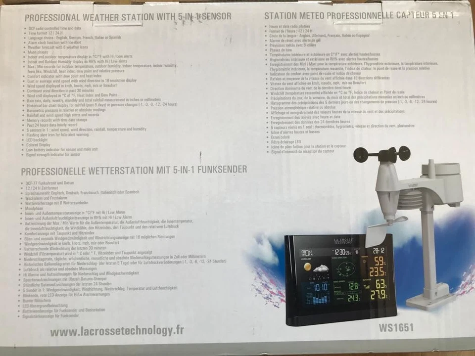 La Crosse Technology WS1651-BLA Weather Station, Black - Image 4 of 4