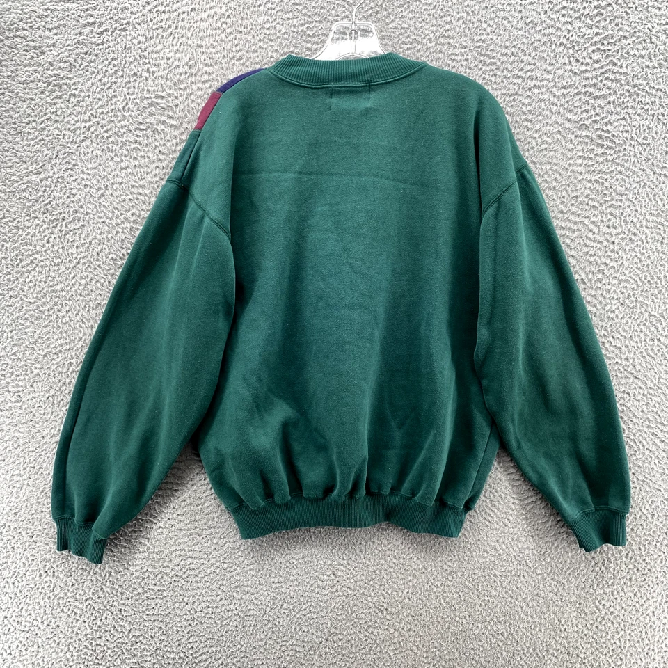 Vintage Sears Crewneck Sweater Men Medium Teal Colorblock 90's Grandpa Retro Y2k - Image 4 of 4