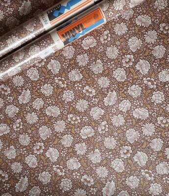 X3 70er Vintage KRONE Tapetenrollen Floral Blumen 60s Retro Mcm Neutral Rose
