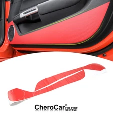 Door Anti Kick Stickers Trim Decor For Ford mustang 2015-2017 Red Carbon Fiber
