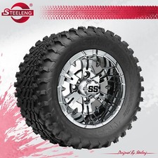 Golf Cart 12 Chrome Vampire Wheelsrims And 23 Falcon At Tires Set Of 4