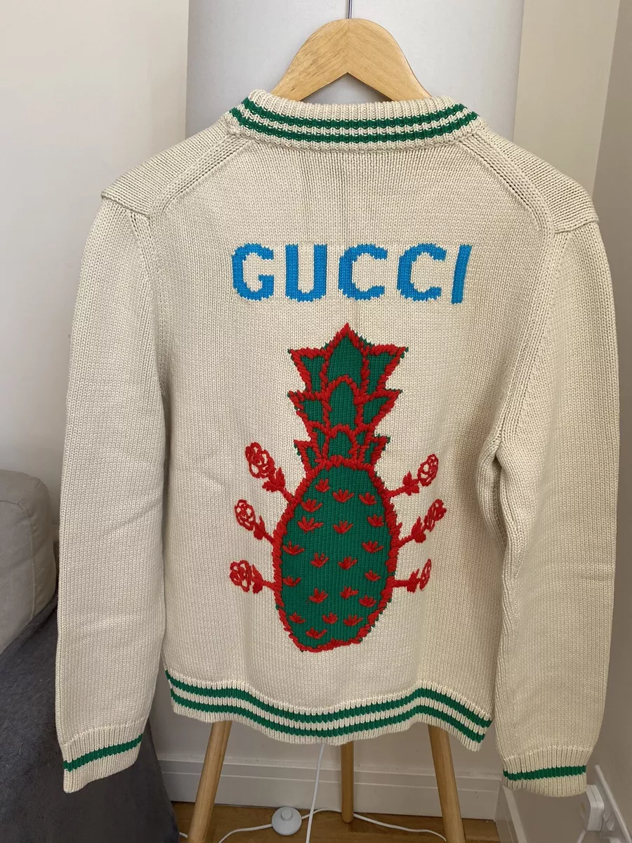 Gucci Mens interlocking G Cardigan pineapple cream logo monogram