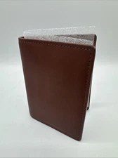 Gabriela Hearst Simple Card Wallet in Cognac Leather Brown w/ Gold Accents