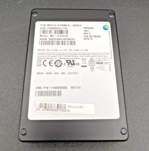 Samsung PM1633a 15.36TB (SAS) MZ-ILS15T0 12GB/s 2.5" 15mm SSD MZILS15THMLS-000C3