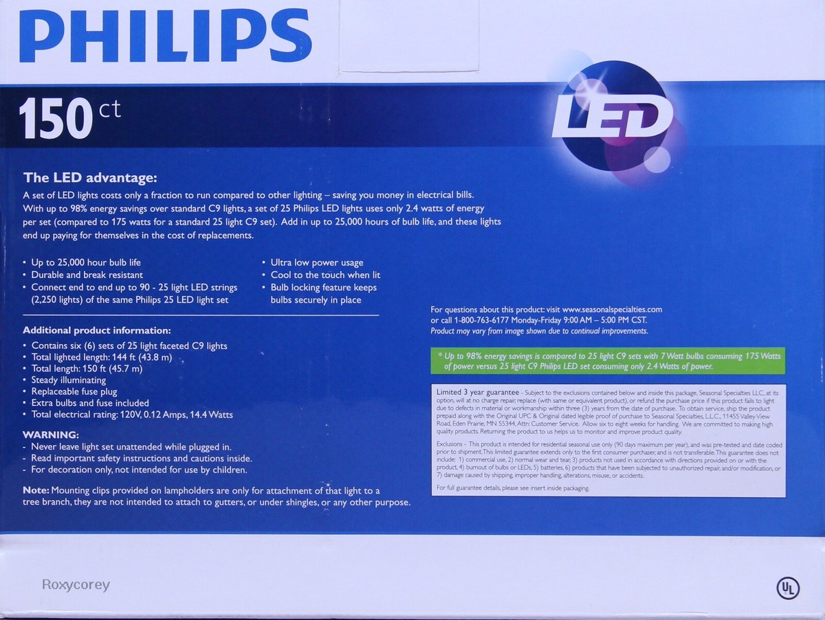 Lights6 Philips Count Color Led Faceted 79 80 Ft Multi C9 Length