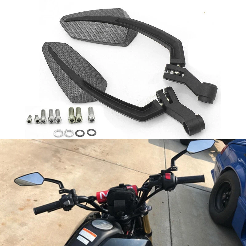 Motorcycle Carbon Rearview Mirrors For Honda Scooter Suzuki Yamaha Cruise 8-10MM - Image 3 of 4