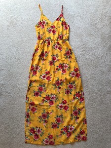 h&m yellow floral maxi dress