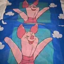 Vtg 2 Disney Winnie The Pooh Piglet Standard Pillow Case Blue White Clouds Set