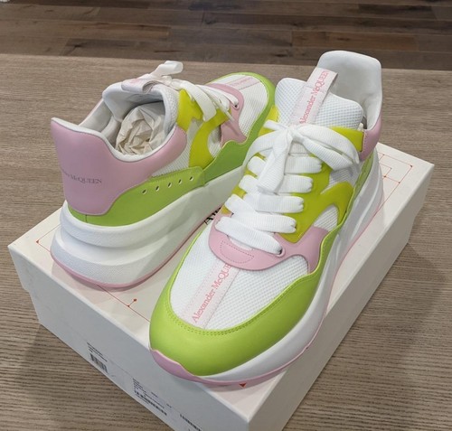 Alexander McQueen Men's Colorblock Leather Runner Sneakers - Green - Size 11