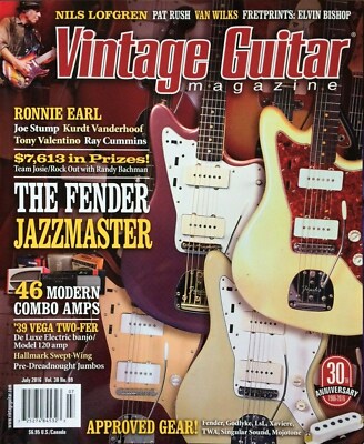Vintage Guitar Magazine July 2016 Fender Jazzmaster Ronnie Earl & More! NEW!