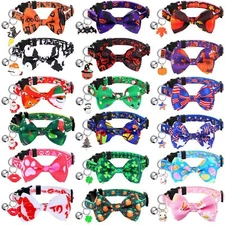 18 Pcs Holiday Cat Collars Halloween Cat Collars Breakaway Fall Cat Collar Th...