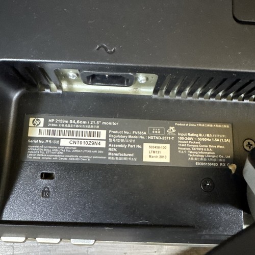 HP 2159m 21.5" LCD Computer Monitor With Cords And Stand 1920 x 1080p Tested - Picture 12 of 17