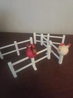 Vintage Fisher-Price Little People White Farm Fence Chicken Rooster