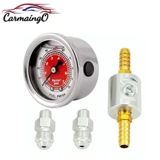 0-100psi Liquid Filled Fuel Pressure Regulator Gauge Kit 1/8 NPT Fitting Adapter