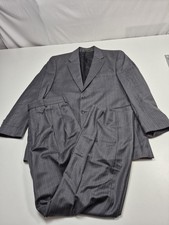 Lauren Ralph Lauren Suit Mens 42 Long Gray Wool Stripe 2 Piece 34x31 FLAW HOLES