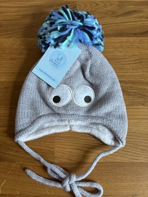 Sterntaler Hat Grey With Eyes Bomb Beanie Knit Cap New