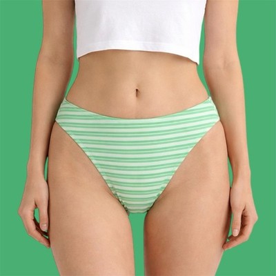No Boundaries Swim Bikini Bottoms Green Striped Terry Bohemian Sissy Women's XXL
