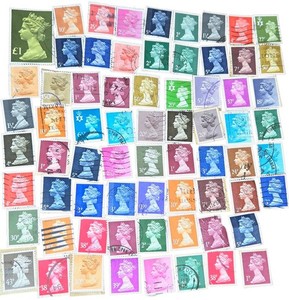 Huge Collection Queen Elizabeth II Machin Stamps 60+ Pcs Different Colors