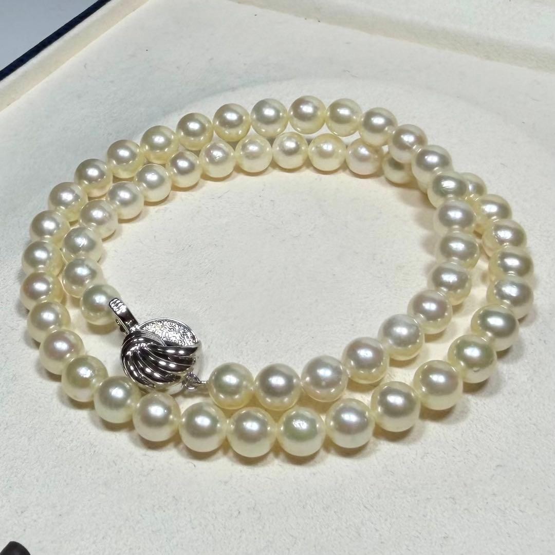 Akoya Pearl Necklace 7.0-7.4mm SILVER 41cm/16.1inches Genuine Pearl