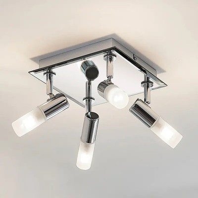 Lindby Bad-Deckenlampe Zela Deckenlampe Lampe 4-flammig G9  32 x 32 cm chrom