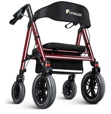FLYINGJOY Rollator Walker with Seat,450Lb Rolling Walker Extra-Wide Heavy-Duty
