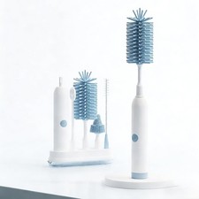 Rechargeable Electric Bottle Brush W/ Stand 360 Spin Silicone Cleaner Baby