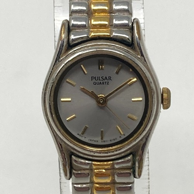 #ad Vtg Pulsar Watch Women Silver Gold Tone V811 1690 Stretch Band New Battery 6.25quot; $17.49