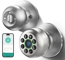 Keypad Smart Door Knob Lock, Fingerprint Keyless Entry Door Lock with Handle ...