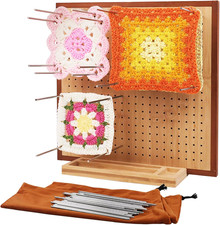 11.8" Crochet Blocking Board with 40 Steel Pins, Granny Square Blocking Board fo