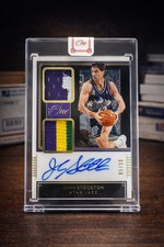 2020-21 Panini One and One John Stockton Dual Patch Auto 05/10 - Hall of Fame