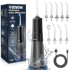 VIMMK Water Flosser, Cordless Water Dental Flosser, 9 Jet  Black