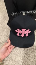 Chrome Hearts Black Pink CH Logo Trucker Hat Adjustable One Size Unisex Adult