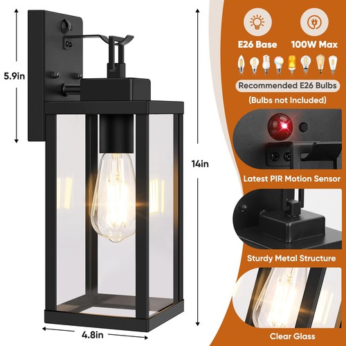 14” Upgraded Motion Sensor Outdoor Wall Lights, Dusk to Dawn Porch Lights Out... - Foto 6 di 7